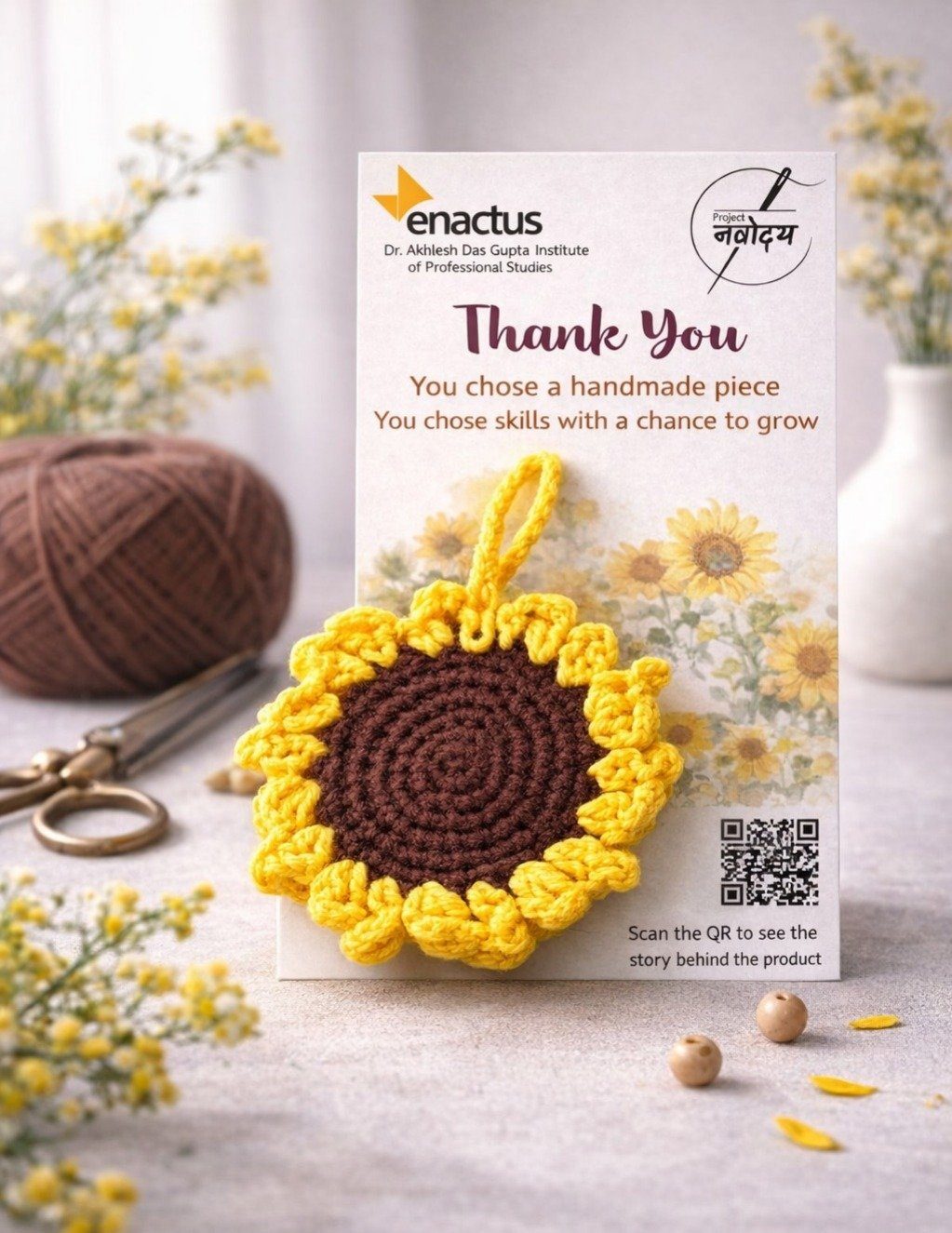 Crochet Sunflower Keychain (Large)